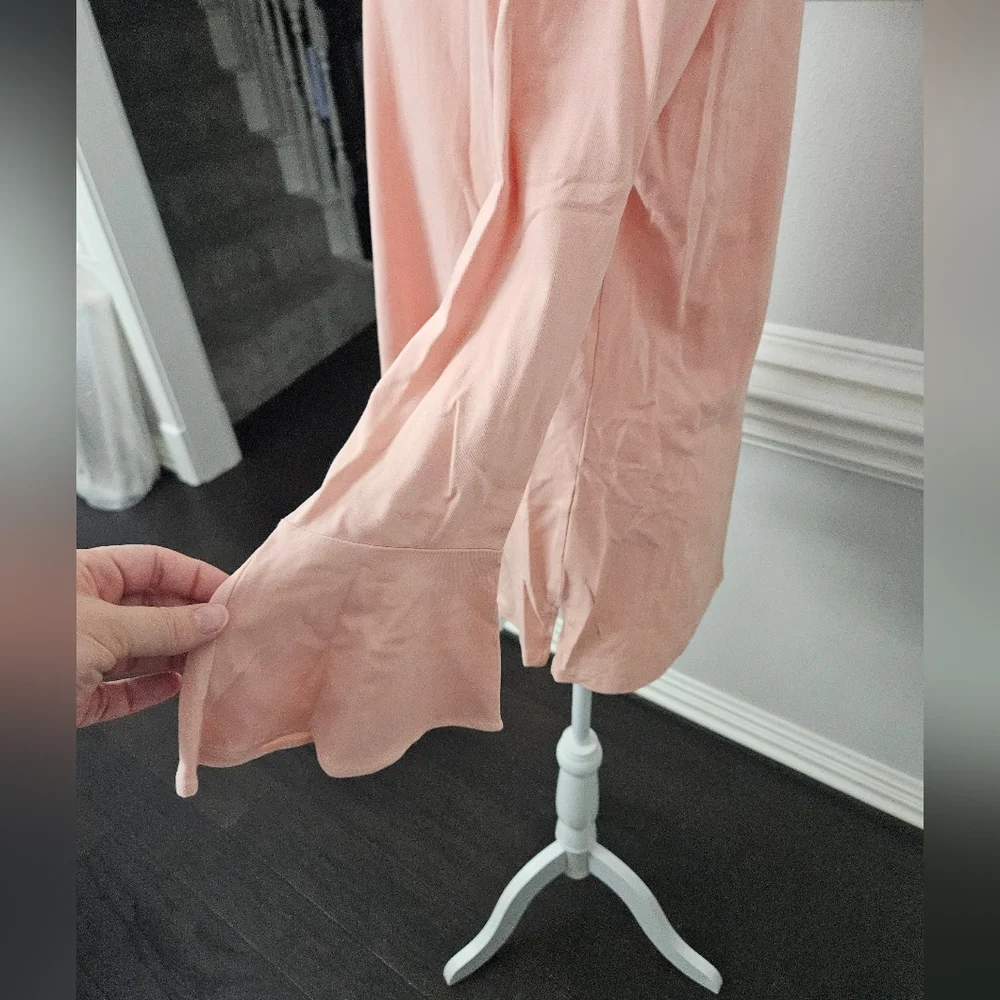 Isaac Mizrahi Shirt Womens pink Top Long Sleeve Round Neck large